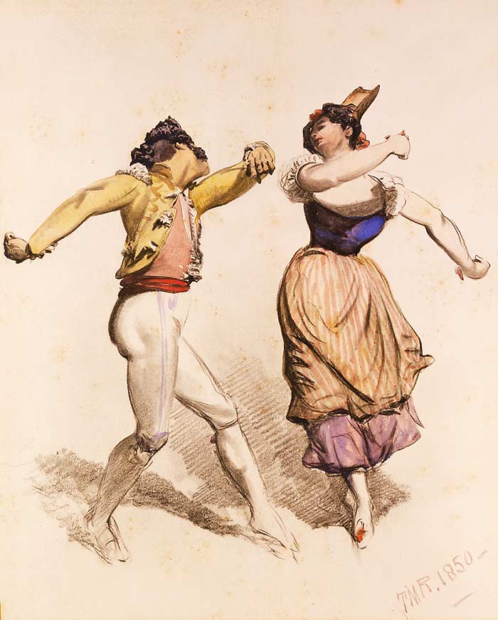 Once bitten, not shy: the tarantella gave thousands of costumed European folk an excuse to go footloose and defy social convention. (From "Stomp: A History of Disco and Invertebrates")