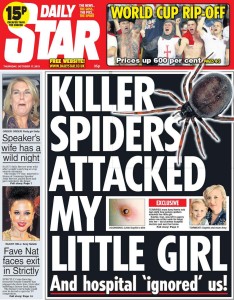 Killer spiders, tabloid cover